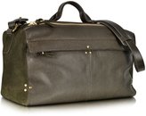 Thumbnail for your product : Jerome Dreyfuss Raoul Khaki Grain Leather and Velvet Shoulder Bag