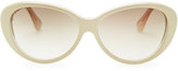 Thumbnail for your product : Balenciaga Oval Cat-Eye Sunglasses, Ivory/Crystal