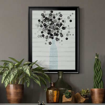 Red Barrel Studio Bouquet of Black and White - Picture Frame Graphic Art on Canvas