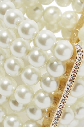 Kenneth Jay Lane Faux Pearl, Crystal And Gold-plated Bracelet