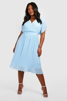 Thumbnail for your product : boohoo Plus Occasion Pleated Wrap Midi Dress
