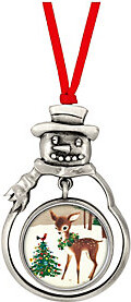 American Coin Treasures JFK Half Dollar Snowman Ornament With Colorized Reindeer Coin