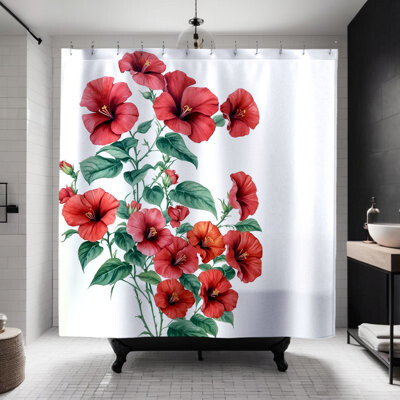 ULLI HOME Habiba Hibiscus Shower Curtain