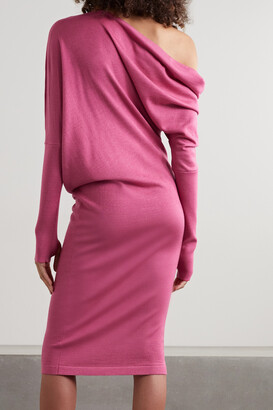 Tom Ford One-shoulder Cashmere And Silk-blend Midi Dress - Pink