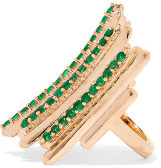 Ileana Makri Grass Fence 18-karat Gold Emerald Ring
