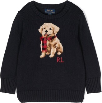 Ralph Lauren Kids Dog-detail knit jumper