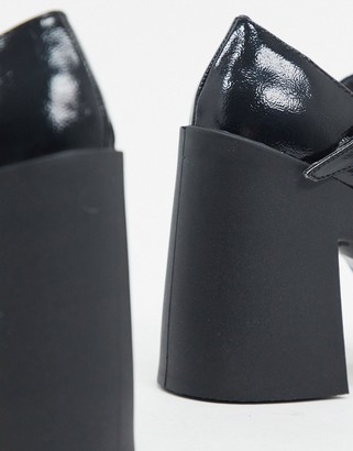 ASOS DESIGN Polar chunky high heeled mary - jane in black patent