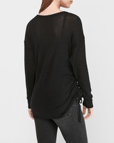 Thumbnail for your product : Express Soft Waffle Knit Ruched Side Tie Tee