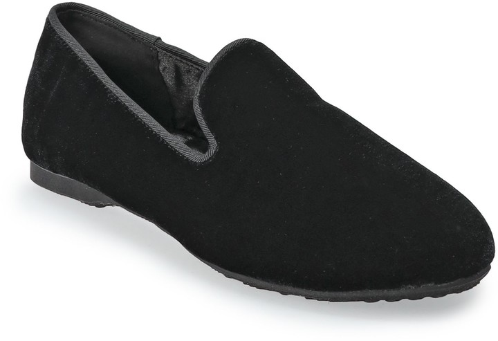 womens black smoking slippers