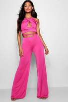 Thumbnail for your product : boohoo Slinky Halter Wide Leg Jumpsuit