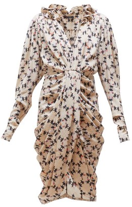 Isabel Marant Blandine Draped Geometric-print Silk-blend Dress - Ivory Multi