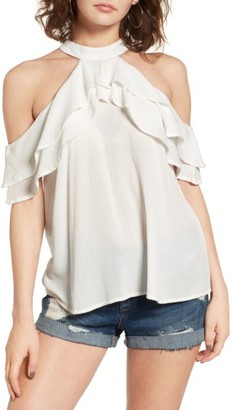 Band of Gypsies Women's Ruffle Cold Shoulder Blouse