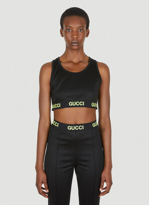 Gucci Logo Jacquard Crop Top in Black - ShopStyle
