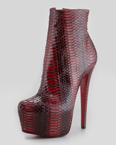 Thumbnail for your product : Christian Louboutin Daf Watersnake Red Sole Platform Bootie, Rouge