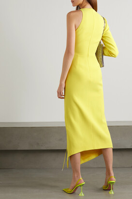 David Koma One-sleeve Lace-up Cady Midi Dress - Yellow