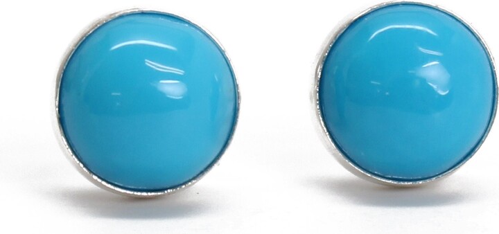 Etsy 6mm Blue Turquoise Stud Earrings in Sterling Silver Or Yellow Gold Fill American Mined Arizona