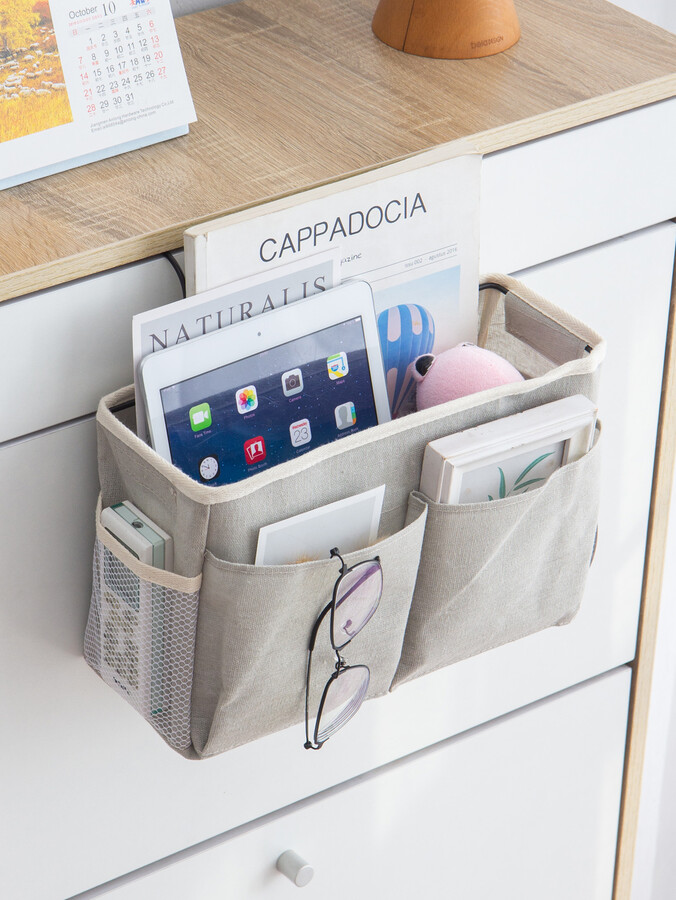 NONE Bedside Caddy Hanging Bed Organizer Storage Bag Pocket for Bunk and Hospital Beds College Dorm Rooms Baby Bed Rails Camp 4 Pocke