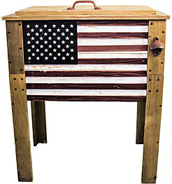 Wooden American Flag Coole r - 57 Quart