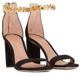 HUGO BOSS High-heeled sandals in suede with chain ankle strap