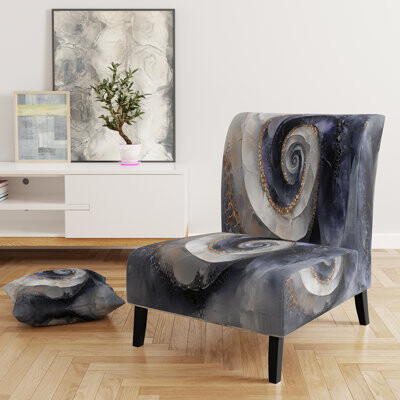 East Urban Home White Stained Glass Floral - Velvet Upholstered Floral Slipper Chair