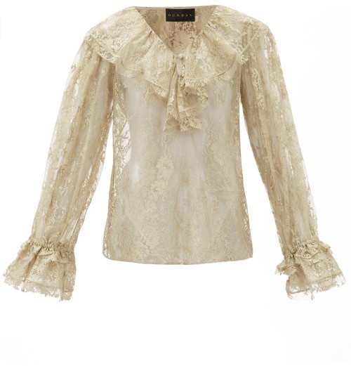 gold ruffle blouse