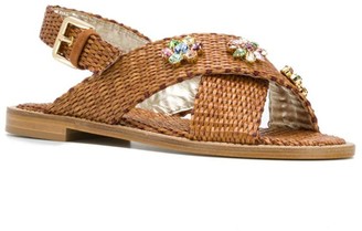 Emanuela Caruso Embellished Woven Sandals