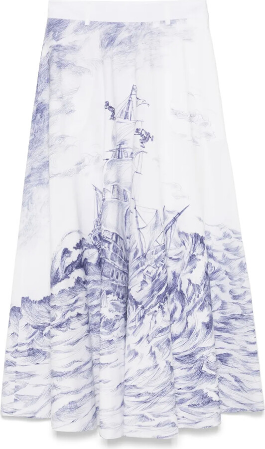 x Popeye and Olive Oyl illustration-style-print maxi skirt