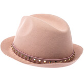 Thumbnail for your product : Valentino Powder Pink Rabbit Fur Felt Rockstud Detail Fedora Hat M