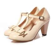 Thumbnail for your product : Susanny Women's Chic Sweet Round Toe T-Strap Bows Adorable Buckle High Cone Heel Mary Janes Dress Pumps 6.5 B (M) US