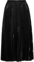 Diane Von Furstenberg Heavyn Pleated Metallic Crepe Skirt