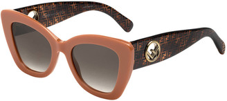 Fendi Square Acetate Sunglasses w/ FF Arms
