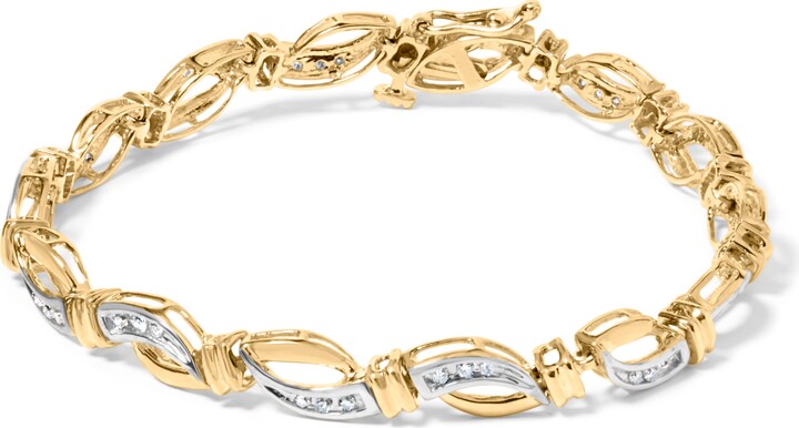 Haus of Brilliance 10K Yellow and White Gold 1/2 Cttw Diamond Infinity Link Tennis Bracelet