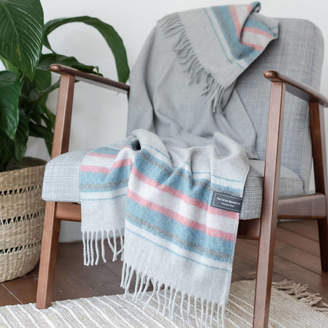The Tartan Blanket Co. Personalised Recycled Wool Blanket In Light Grey Stripe