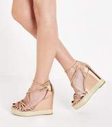 Thumbnail for your product : New Look Rose Gold Strappy Platform Espadrille Wedges