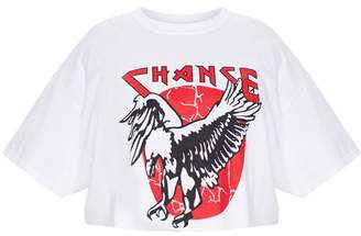 PrettyLittleThing Plus Black Chance Slogan Extreme Cropped T-Shirt
