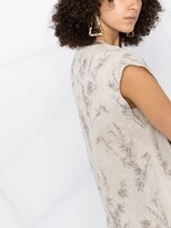 Thumbnail for your product : Brunello Cucinelli Abstract-Floral Cap Sleeve Blouse
