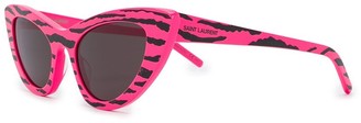 Saint Laurent Eyewear Zebra Print Cat Eye Sunglasses