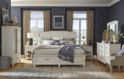 Latitude Run Panel Storage Bed 2 Nightstands Drawer Dresser With Landscape Mirror And Door Chest