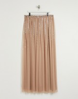 Thumbnail for your product : Maya Bridesmaid delicate sequin tulle skirt in taupe blush