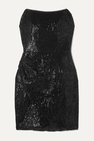 Thumbnail for your product : HANEY Olivia Strapless Sequined Jersey Mini Dress - Black