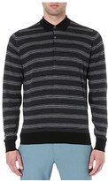 Thumbnail for your product : John Smedley Merino wool striped polo jumper Black