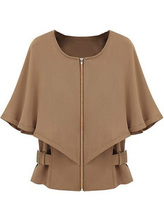 Thumbnail for your product : Half Sleeve Zipper Crop Cape Coat