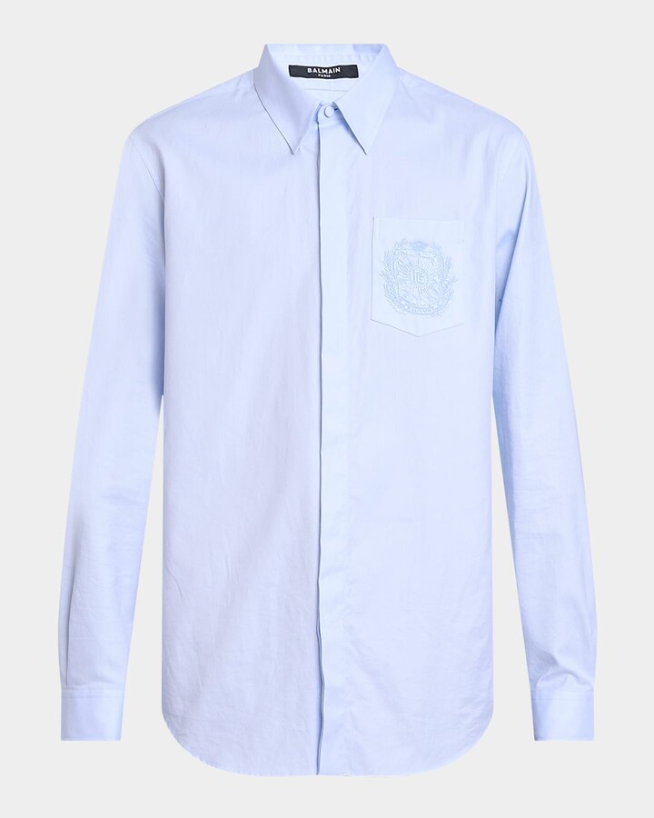 Balmain Men's Emblem-Pocket Cotton Sport Shirt