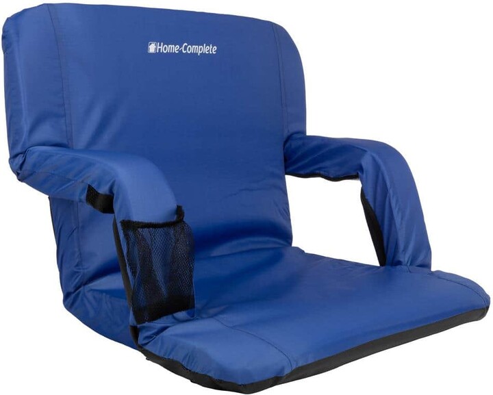 Blue Cushioned Wide Stadium Seat Chair with Carry Straps