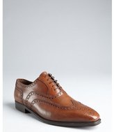Thumbnail for your product : Brioni brown leather wingtip square toe oxfords