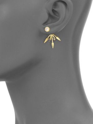 Pamela Love Beam Moonstone & Iolite Ear Jacket & Stud Earrings Set