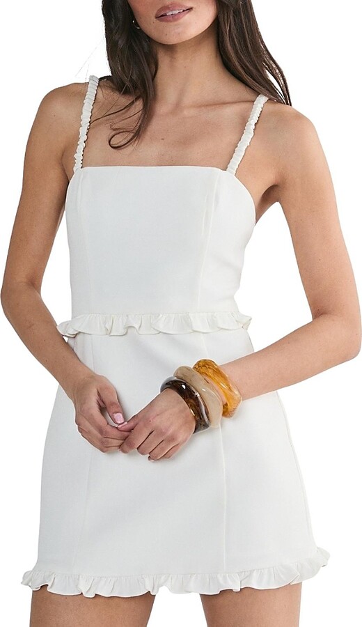 Nasty Gal Ruched Strap Ruffle Tailored Mini Dress