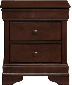 1Pc Nightstand Of Drawers Brown Cherry Finish Okume Veneer Bedroom Furniture, Nightstand