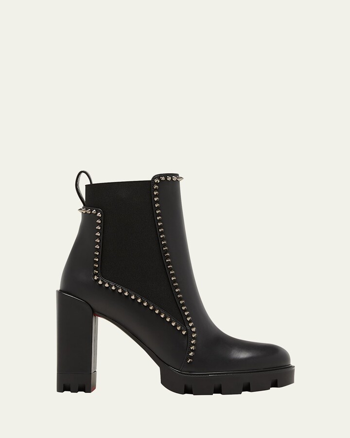 Out Line Spike Leather Chelsea Red Sole Booties