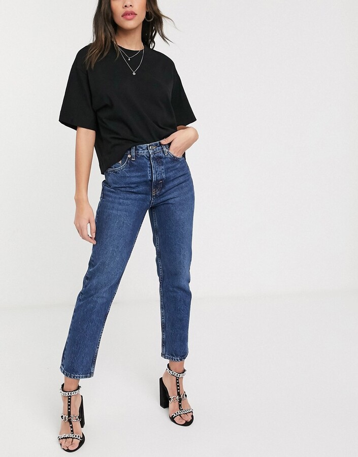 Topshop Editor straight leg jeans in bright blue - ShopStyle
